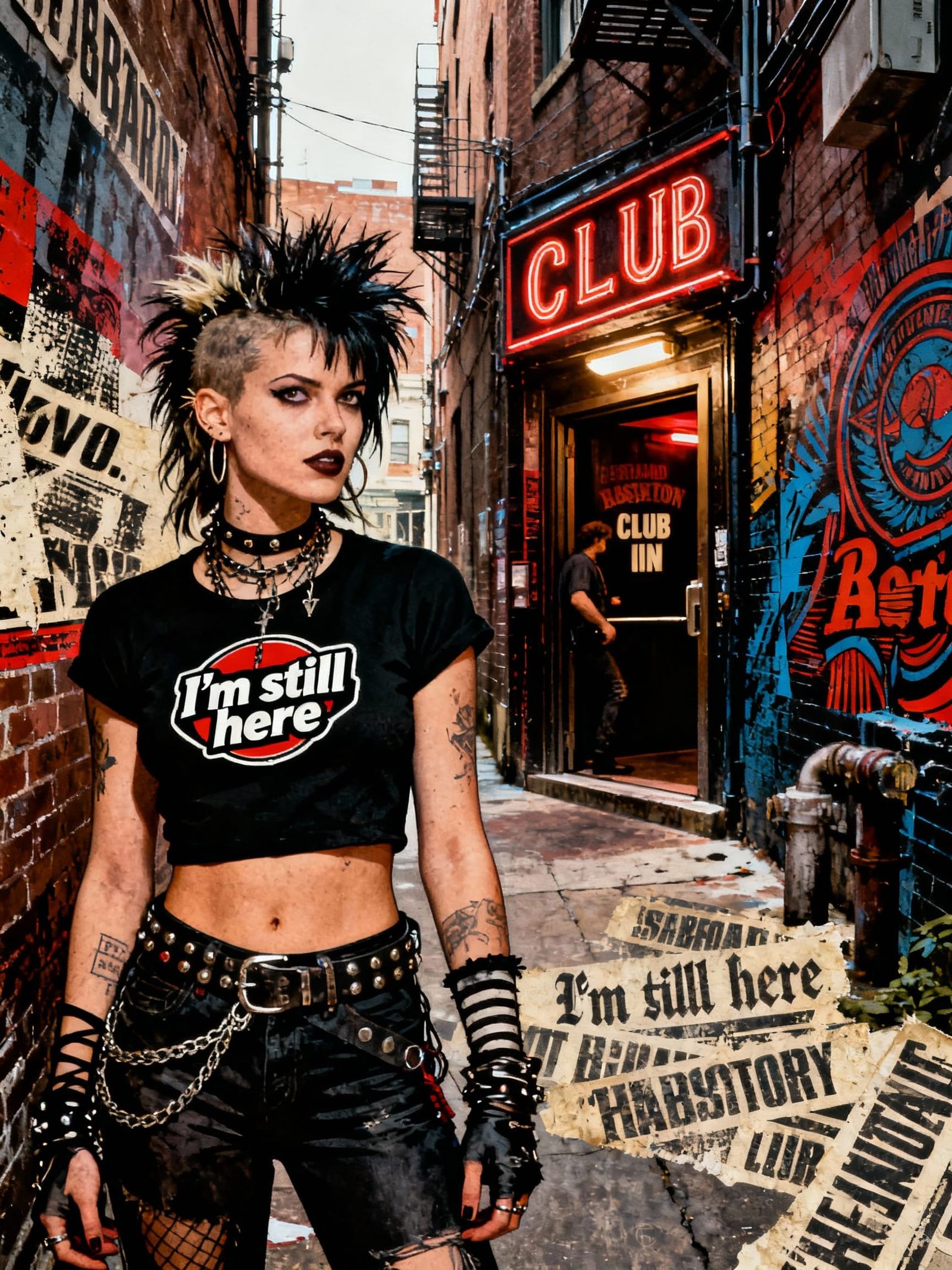 Punk Woman in Boston Alleyway, 1978 Style