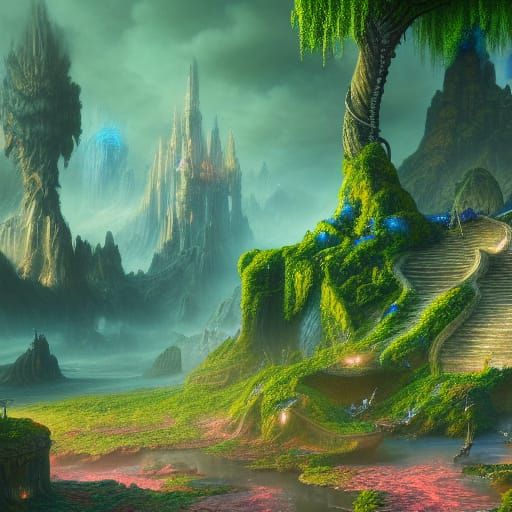 Fantastical Matte Painting in Deep Color, 8K