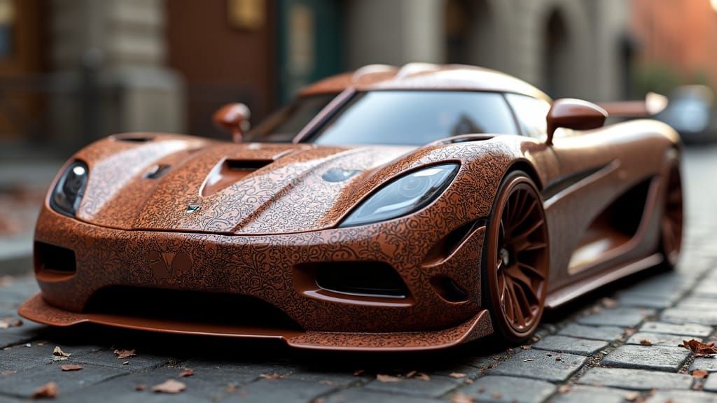 Chocolate Koenigsegg Regera in Futuristic Digital Art Style