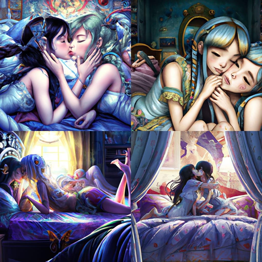 Pigtails Kiss: Intricate Slumber Party Scene