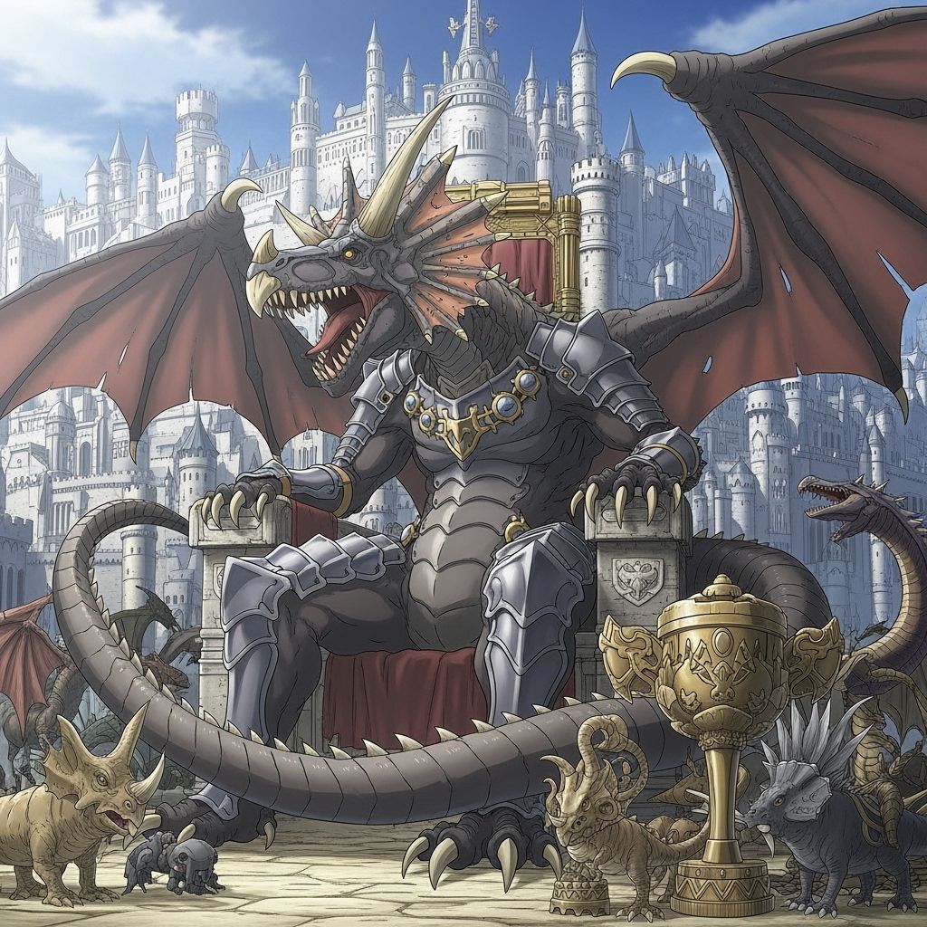 Colossal Grimking Hybrid on Throne in Castle Fortress