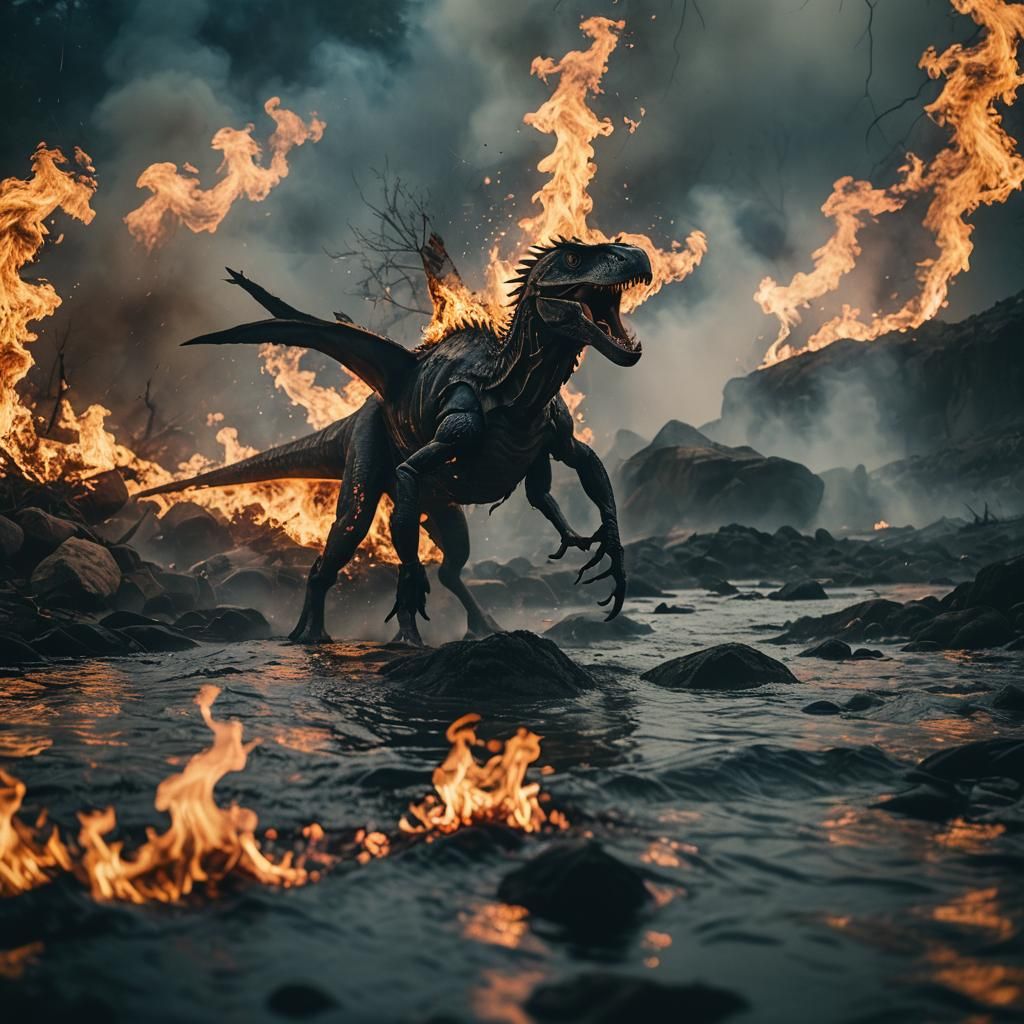 Dramatic Fire and Water Cinematic Film Still
