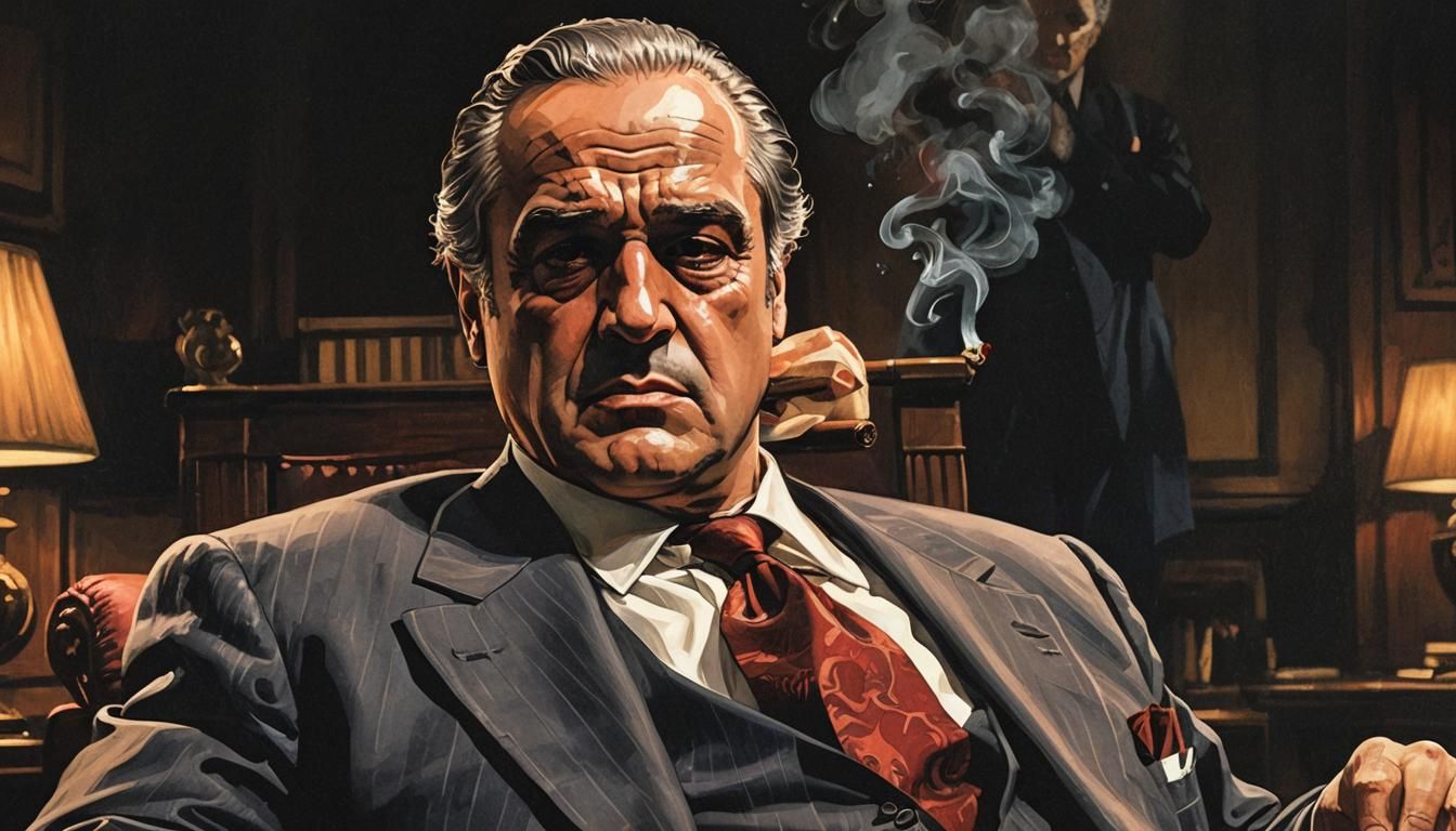 Don Corleone: A Film Noir Comic Book Illustration