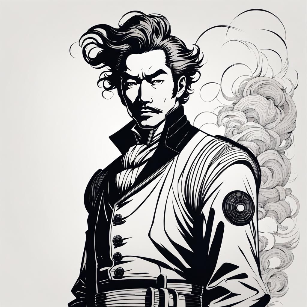 Retro Sci-Fi Dandy in Ink Illustration