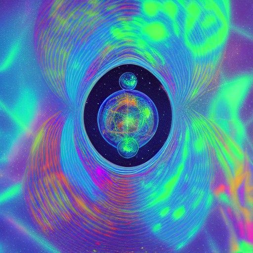 Astral Quantum Physics Illustration in Mixed Media