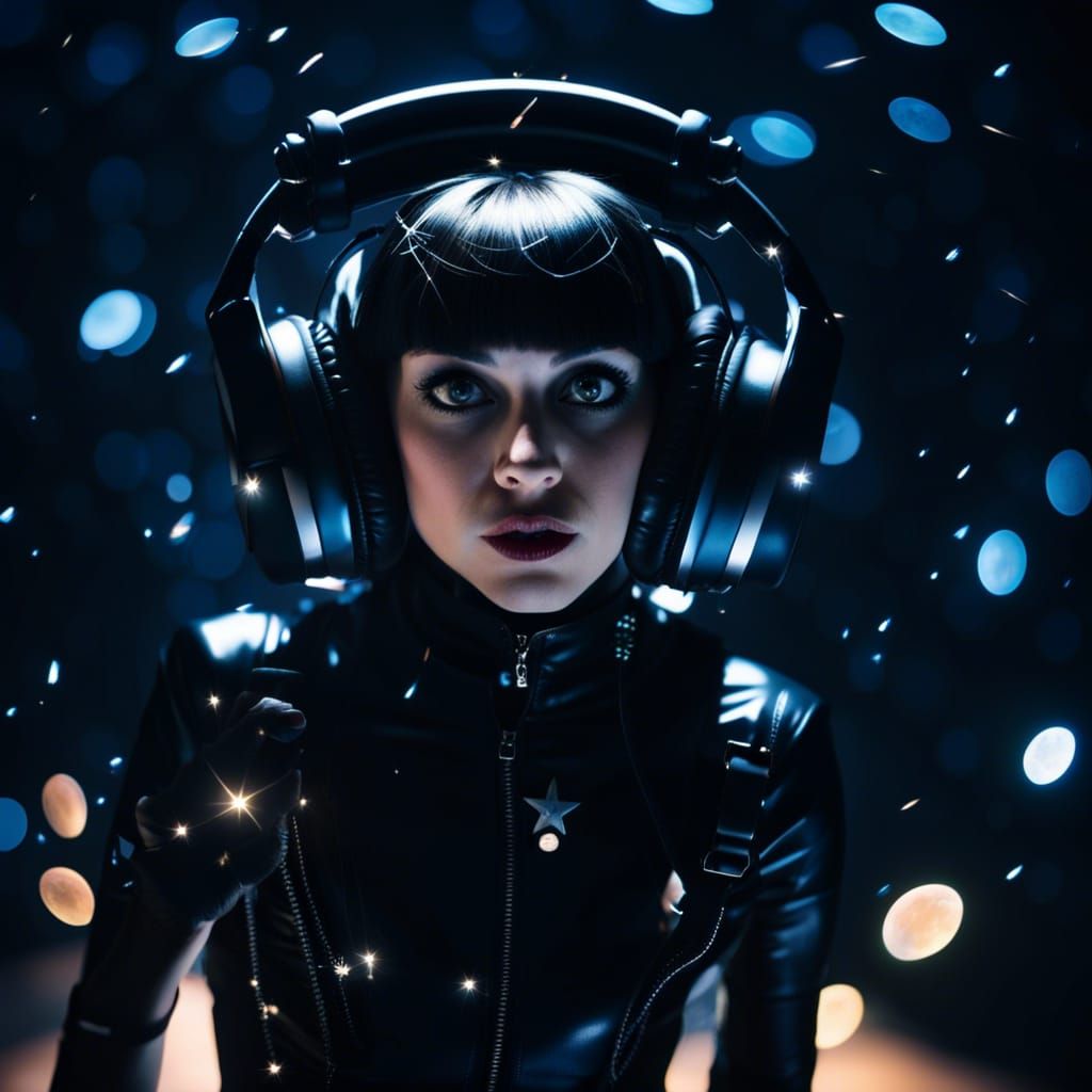 Gothic girl with headset