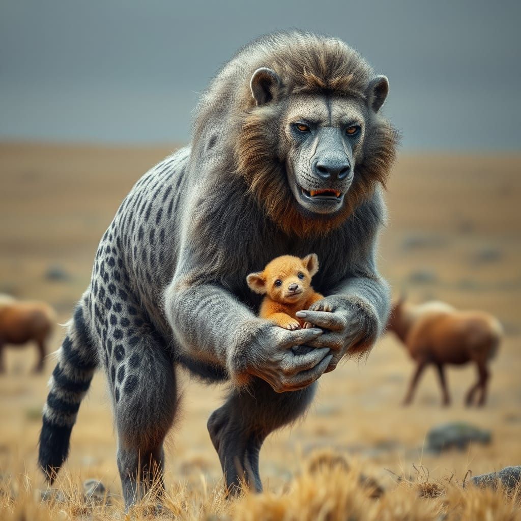 Majestic Gray Predator Protects Adorable Companion on the Wi...