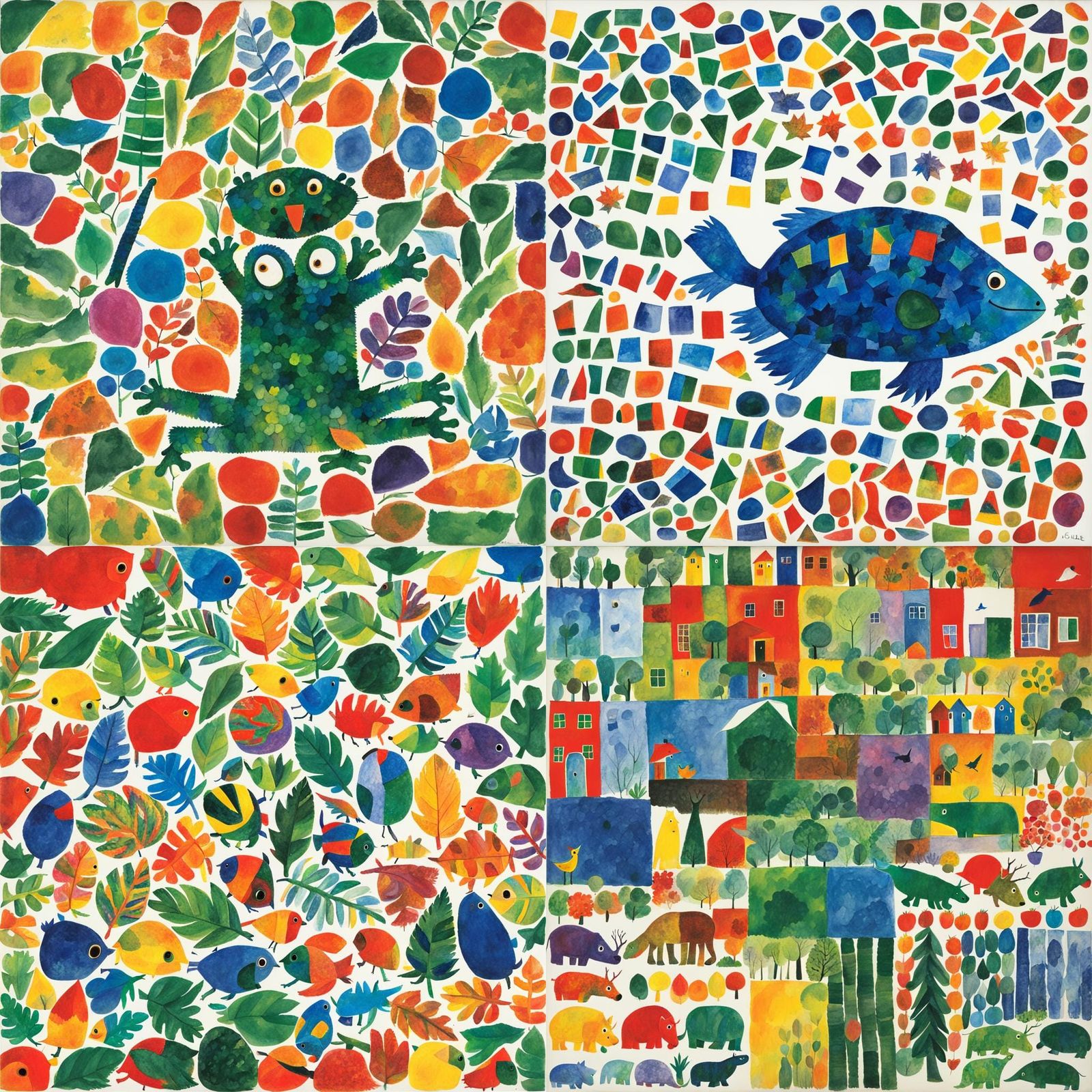 Whimsical Animals in Eric Carle Style