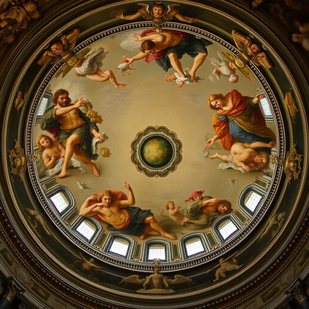Painting on canvas of the ceiling of the Sistine Chapple