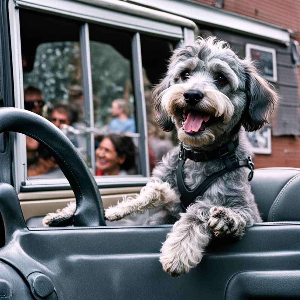 Schnoodle Drives Jeep Cherokee Through Crowded Town