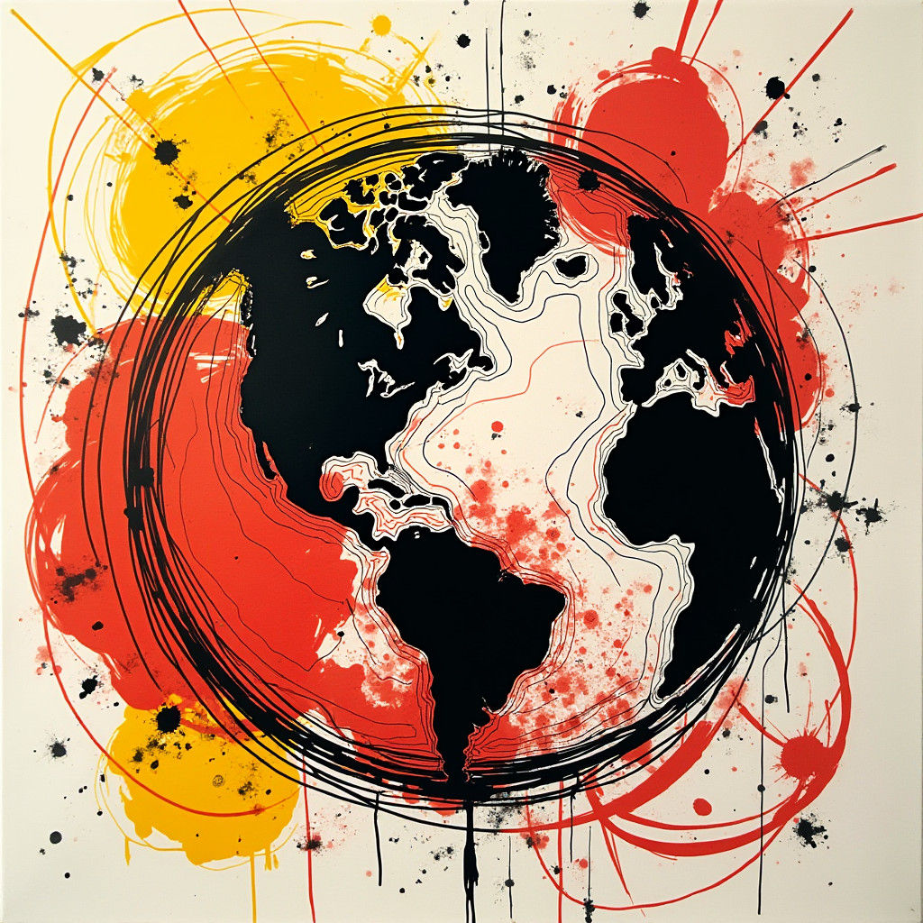 Stylized Globe Formed from Vibrant Swirling Scribbles