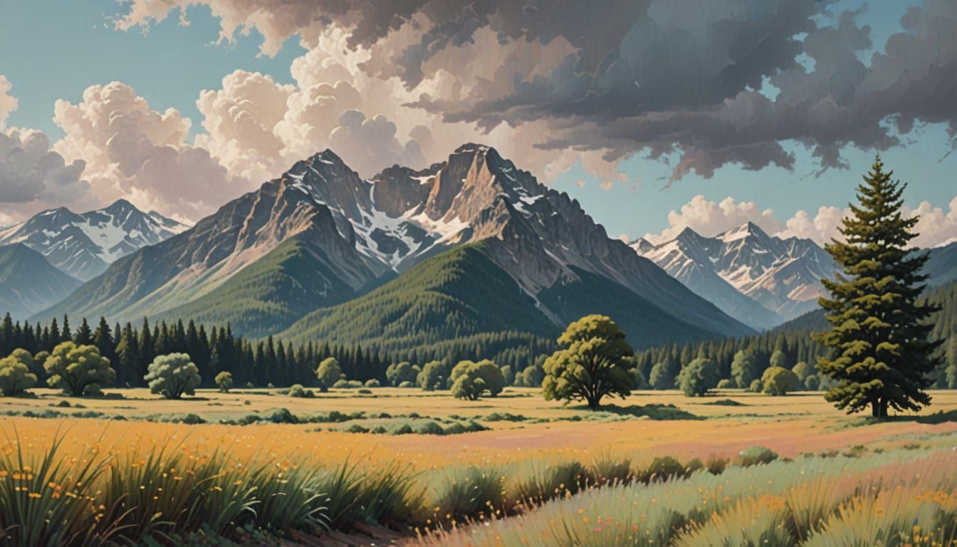 Muted Pastel Landscape in Soft Colors