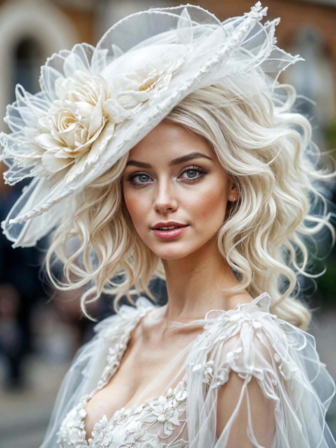 White Ascot Glamour: Volumetric Fashion Photography