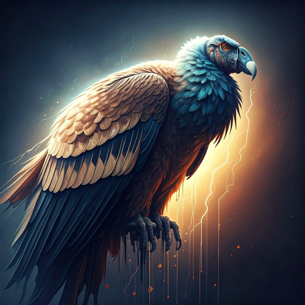 Ethereal Lightning Condor in a Fantasy Landscape