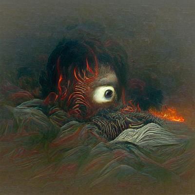 Intense Burning Eyes in Horror Style