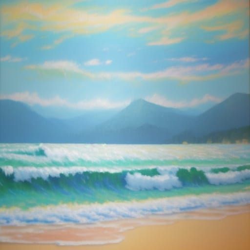 Colorful Coastal View in Neo-Impressionist Style