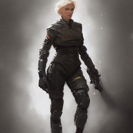 Futuristic Military Woman Portrait in Digital Painting Style