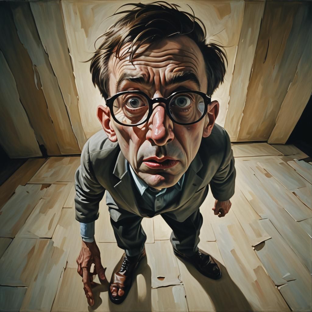 Surrealist Portrait of Man Gazing at Himself