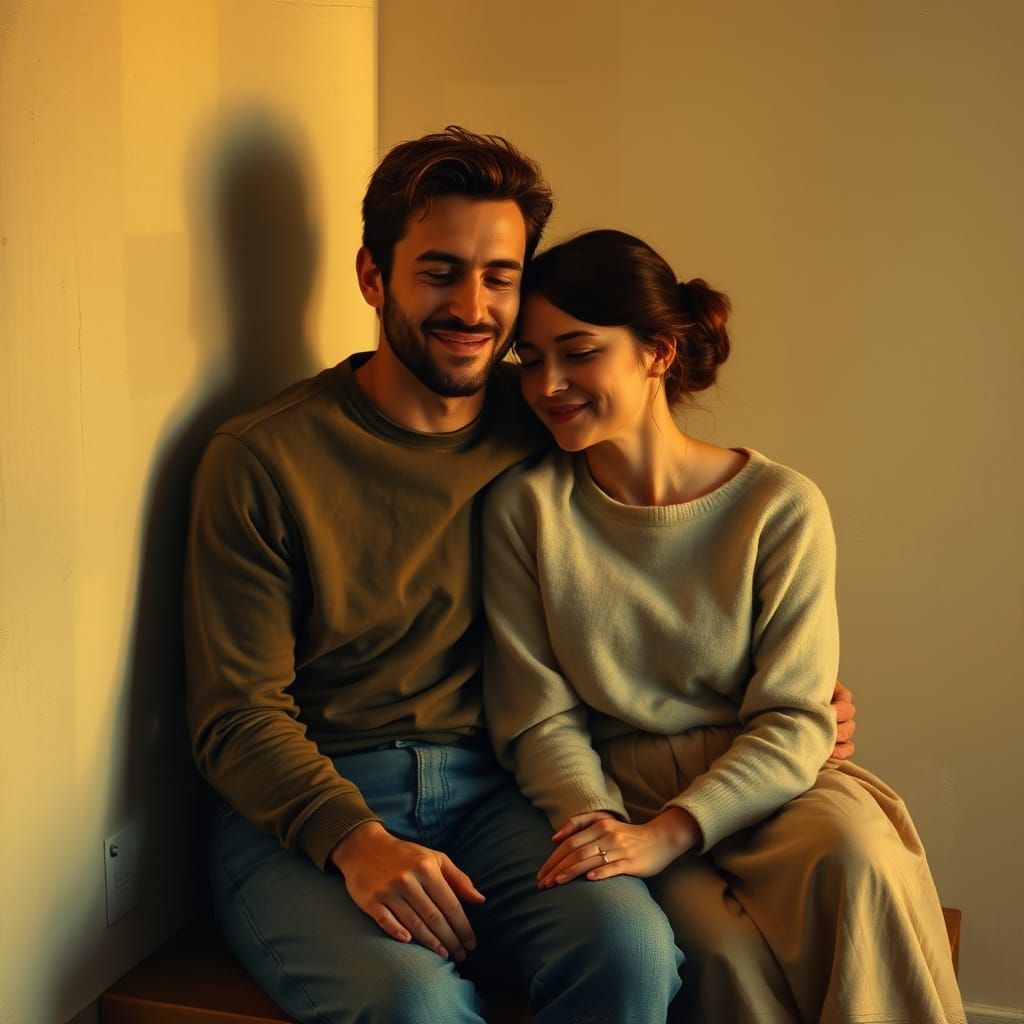 Intimate Couple Portrait in Soft Golden Light