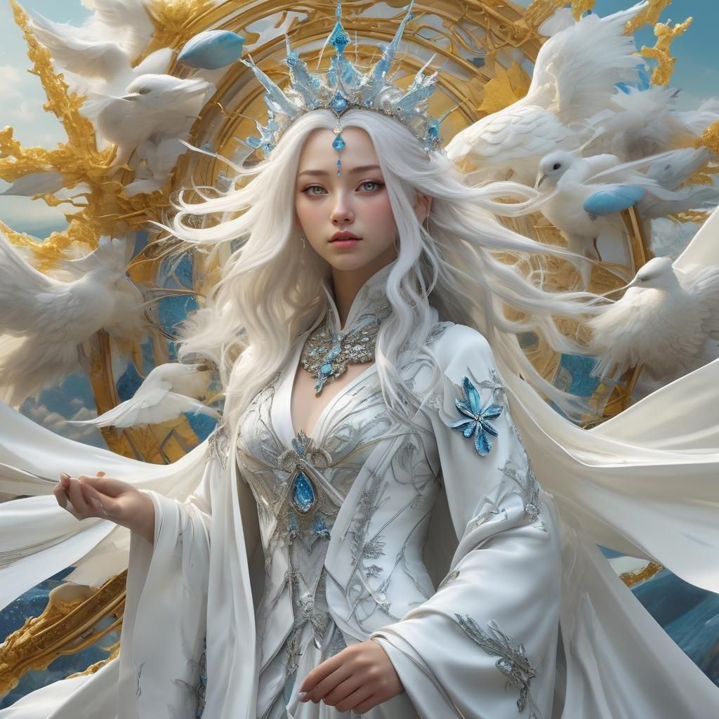 Japanese Girl in Silk with Diamond Scepter