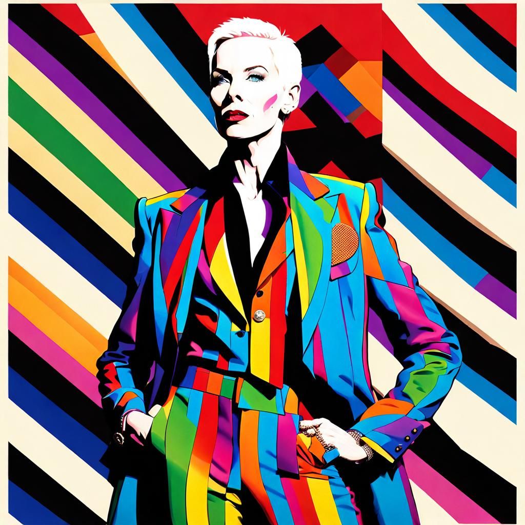 Annie Lennox in Rainbow Suit: A Pop Art Portrait
