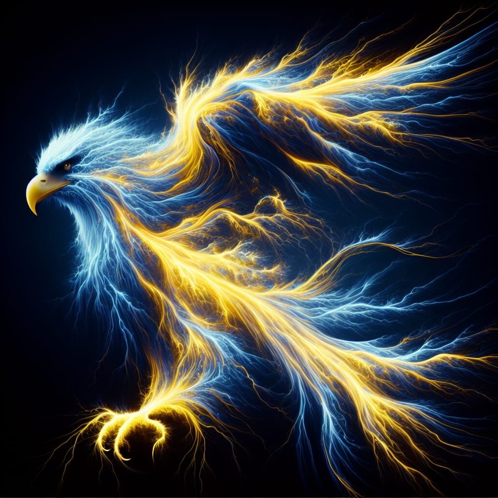 Dynamic Lightning Eagle in Electric Motion