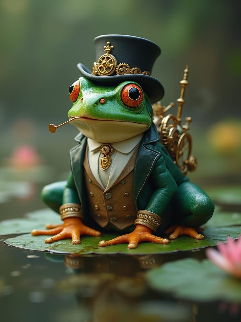 Steampunk Frog with Gears and Clockwork