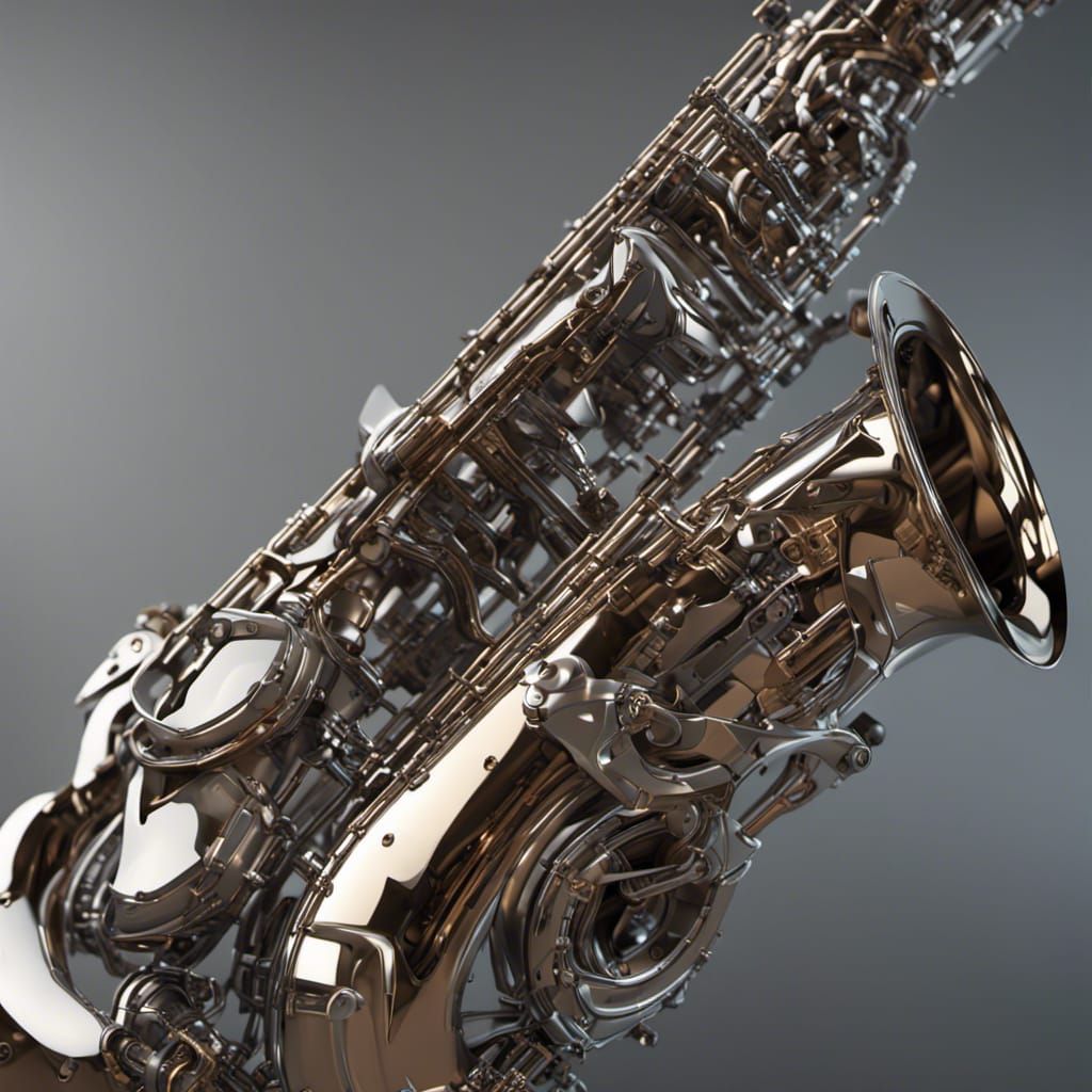 Futuristic Sci-Fi Saxophone with Intricate Details
