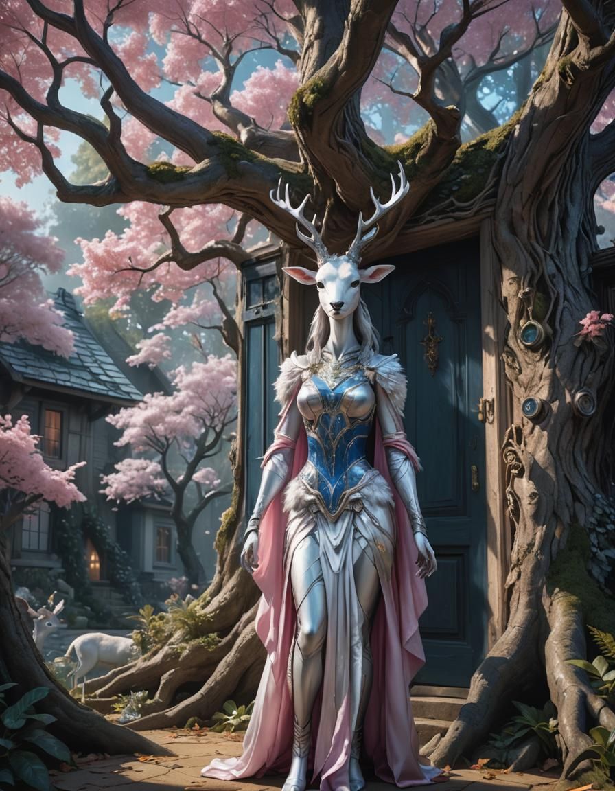 Doe Goddess in Dark Fantasy Art Style