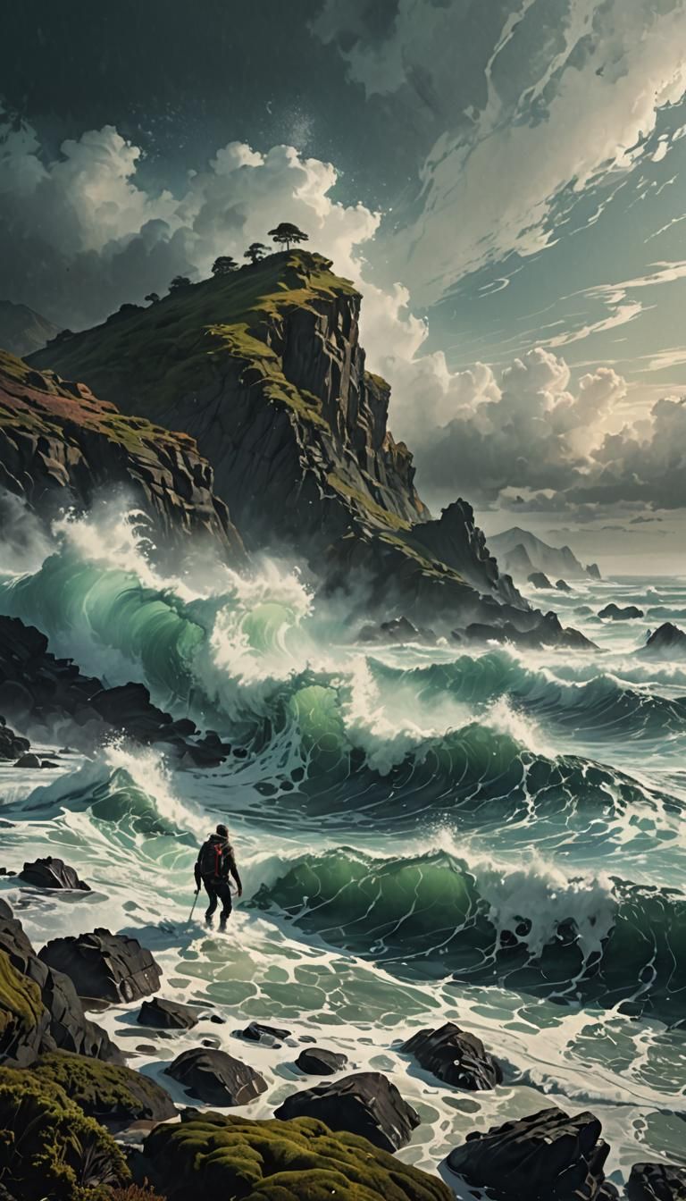 Ocean Wave Ascent: A Dye-Transfer Style Masterpiece