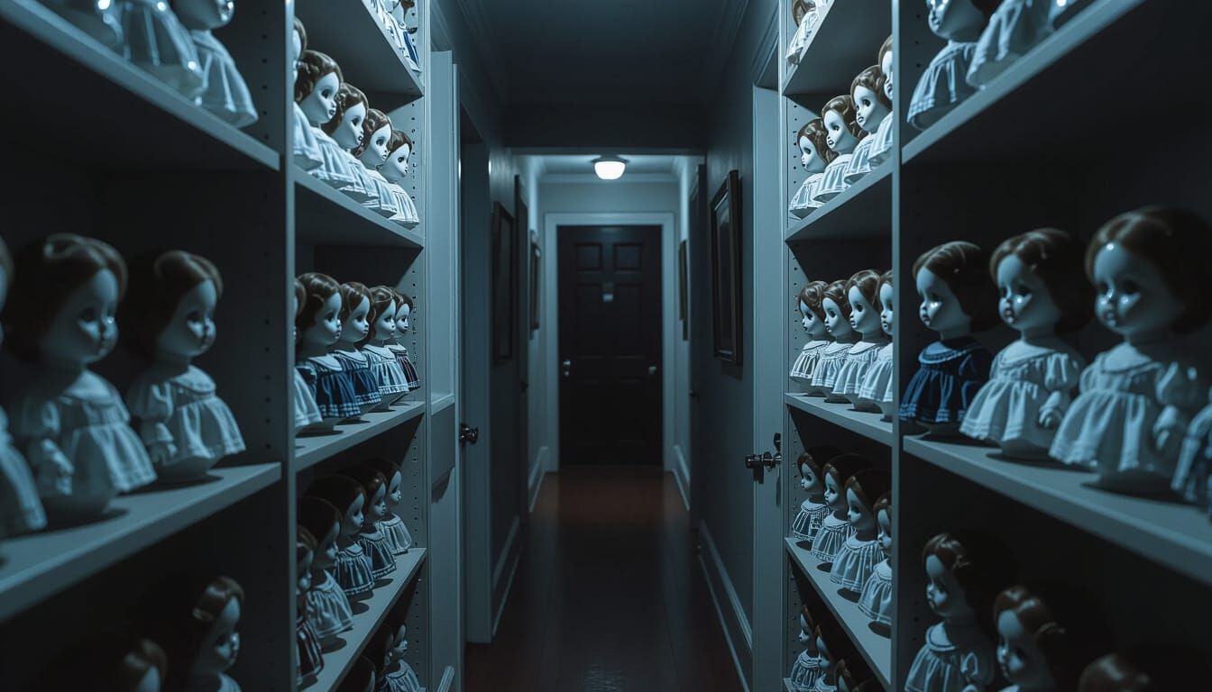 Creepy Hallway Filled with Vacant Porcelain Dolls