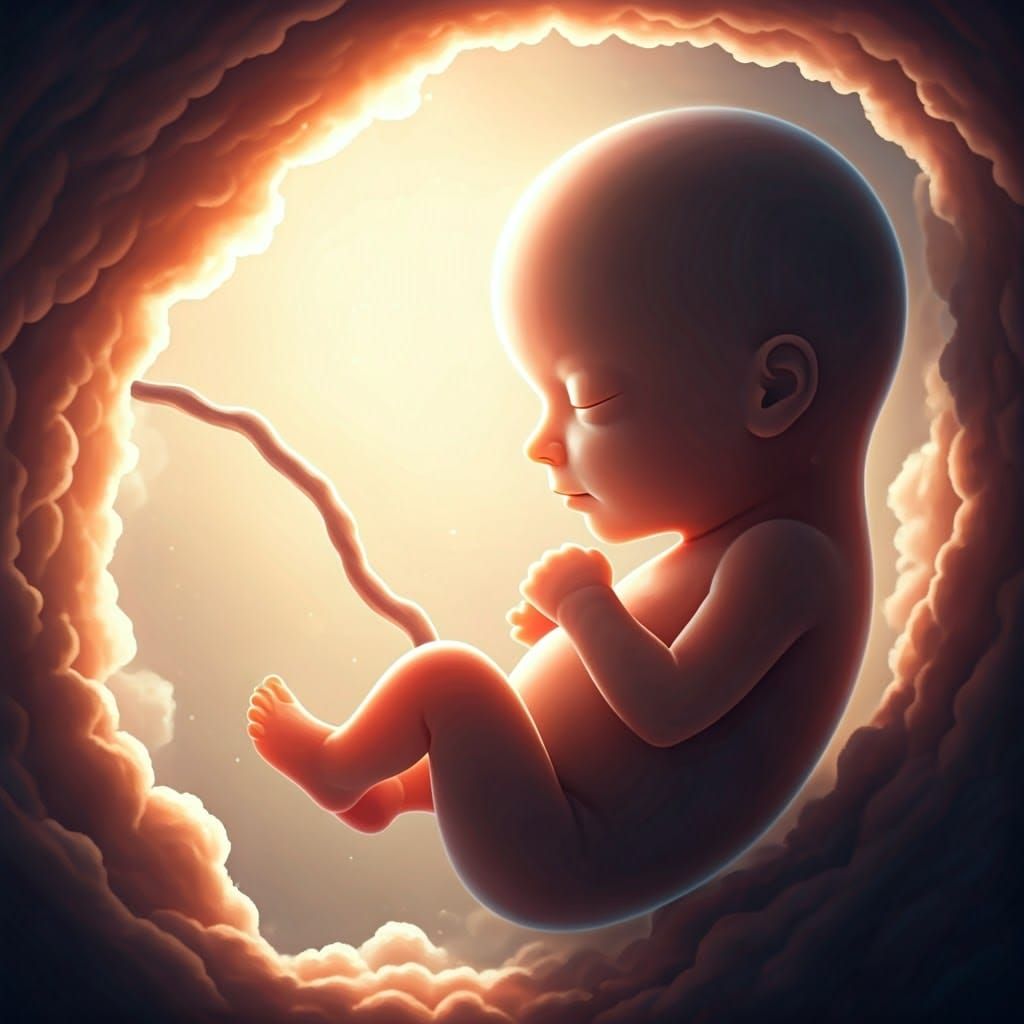 Serene Fetus Bathed in Divine Light