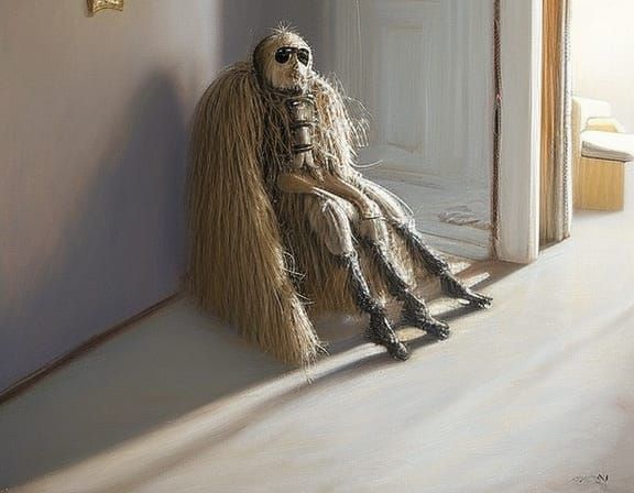 Detailed Fantasy Realism Spider Waiting at Door