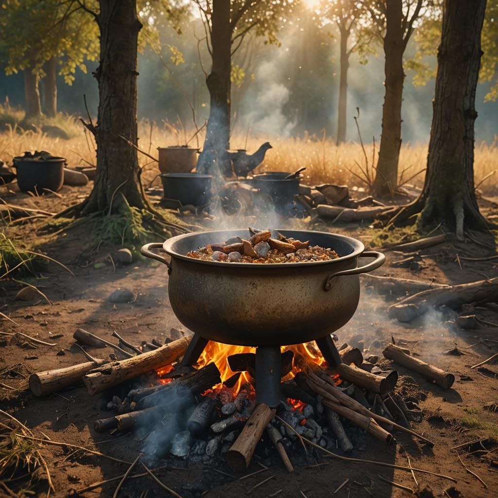 Earthy Fantasy Stew Over Open Fire