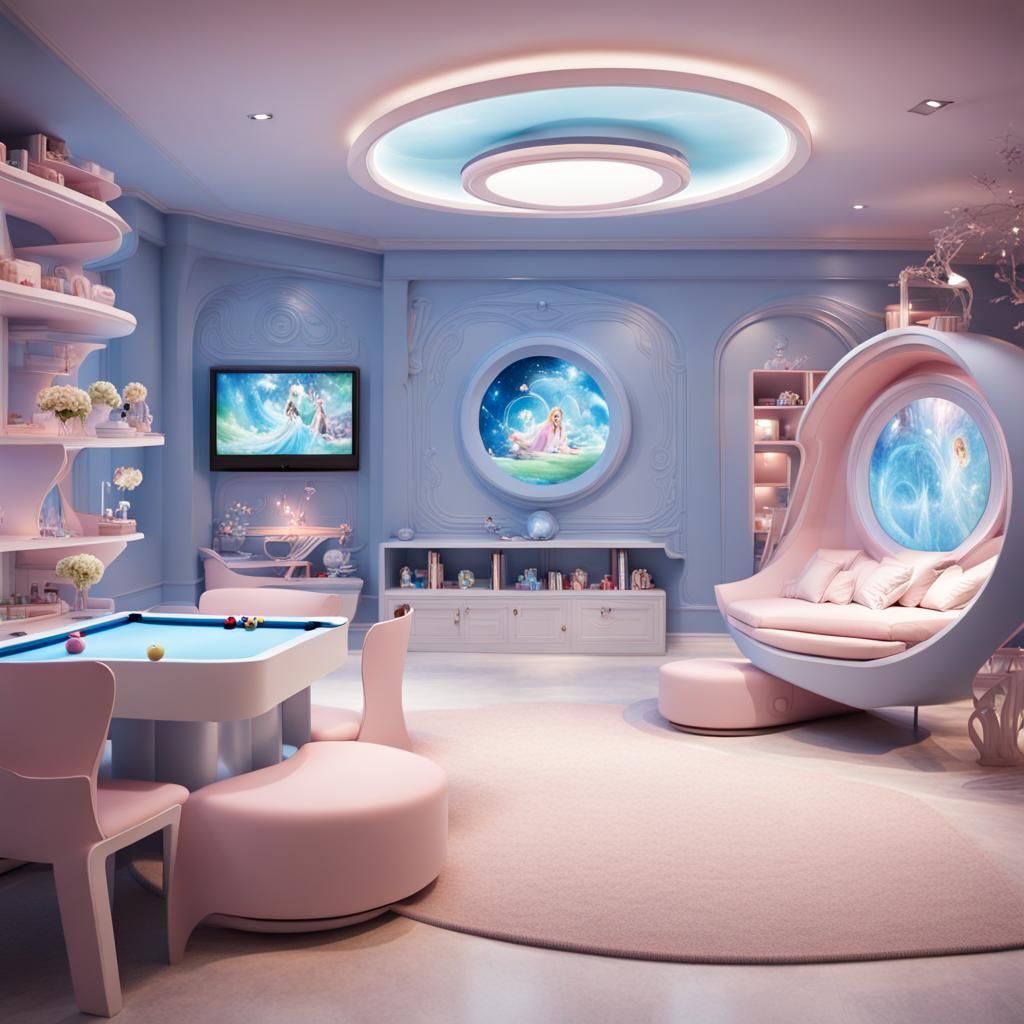 Futuristic Fantasy Kids' Play Area with Princess Elements