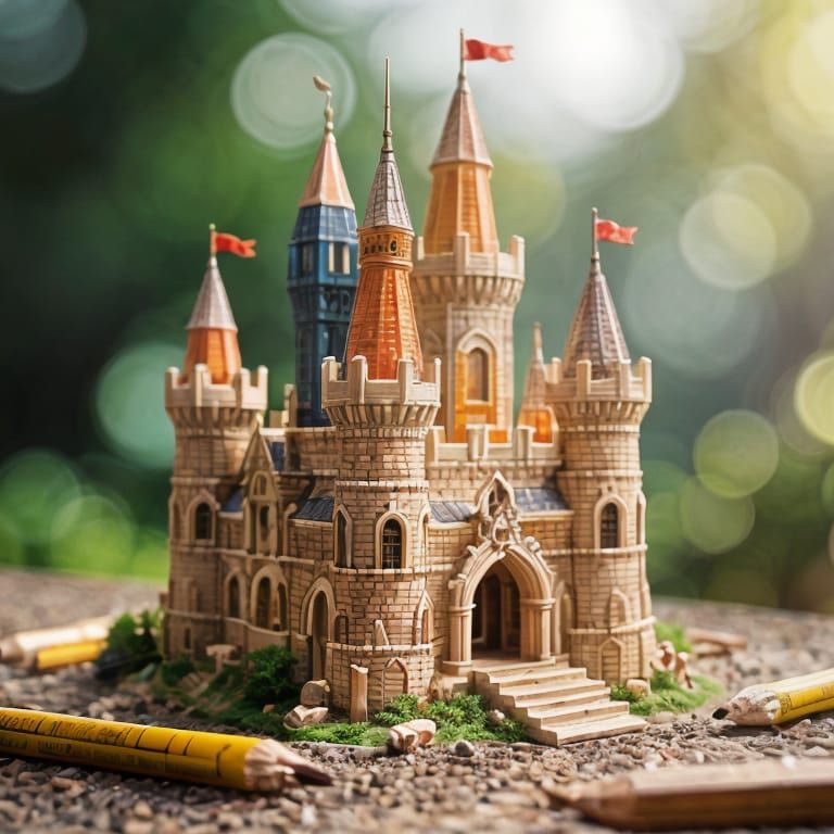 Pencil Castle Mid-Transformation Captured in Sharp Focus