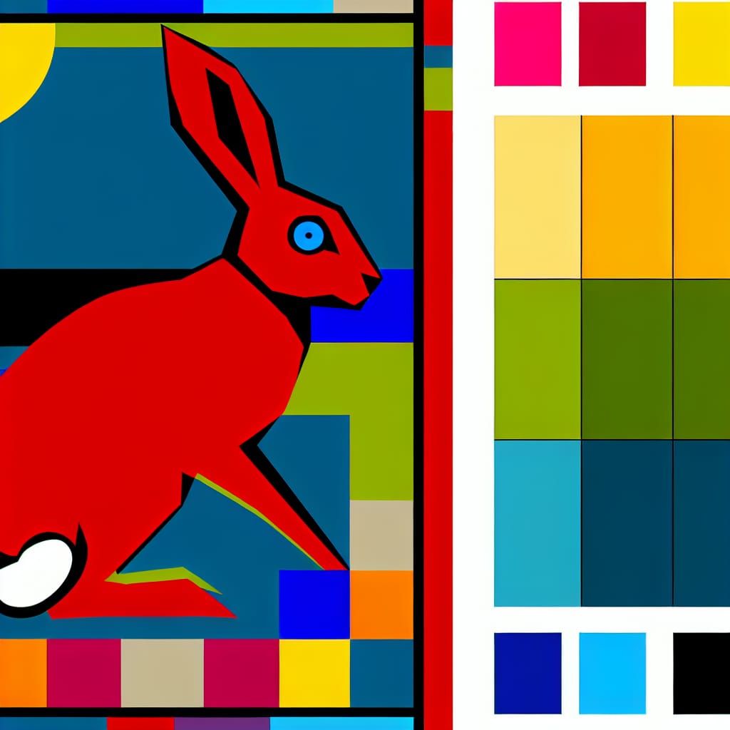 Pop Art Hare Absence in Bauhaus Geometry