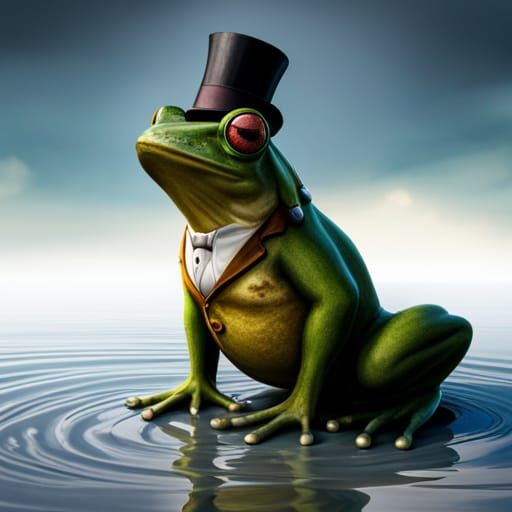 Formally Dressed Frog in Detailed Matte Painting