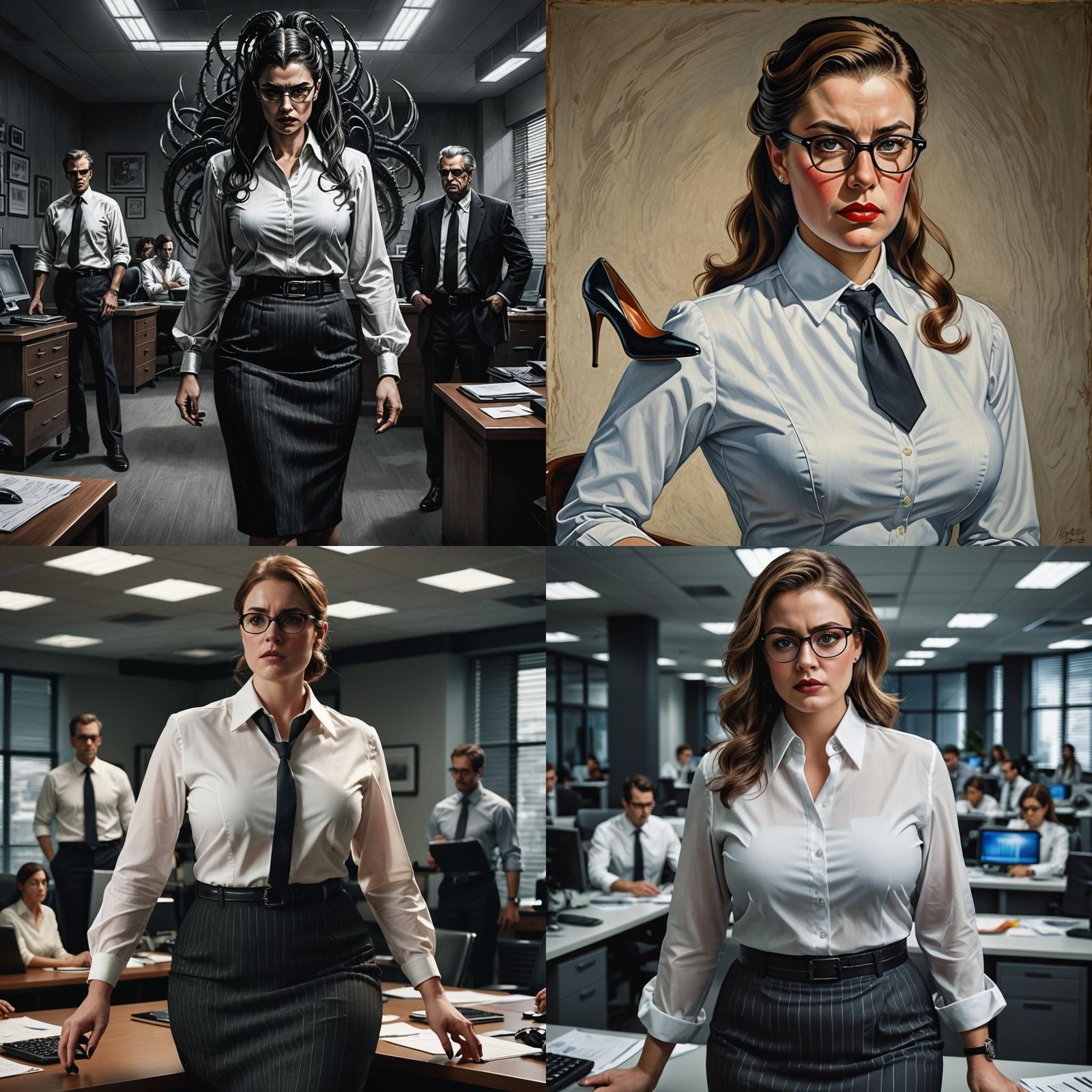 Confident Woman Dominates Office Environment