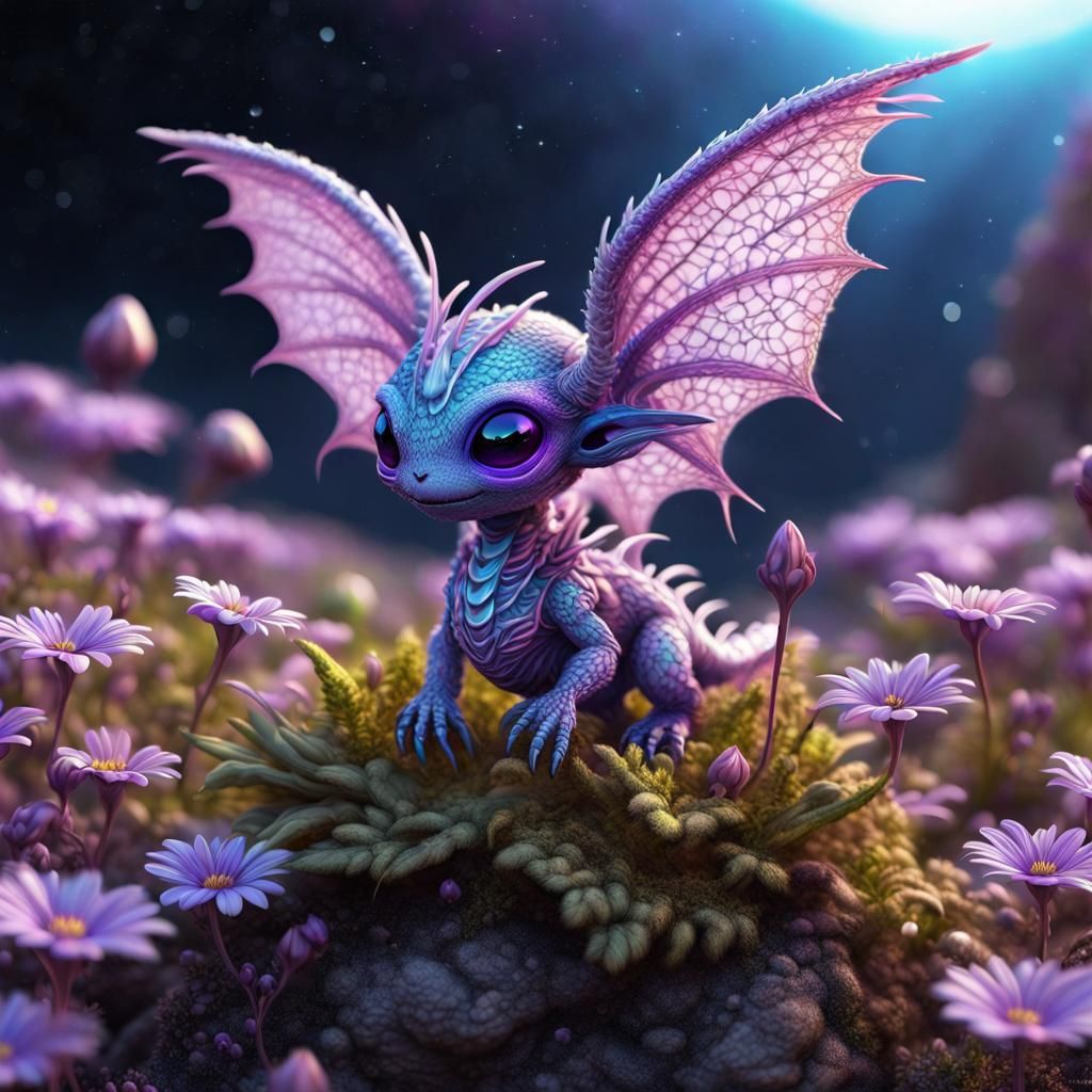 Mini Alien Dragons in a Space Garden
