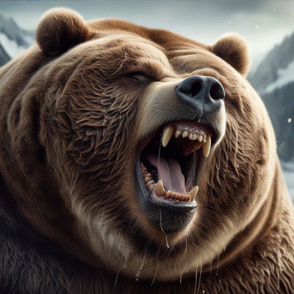 Comical Grizzly Bear Portrait in Realistic Style