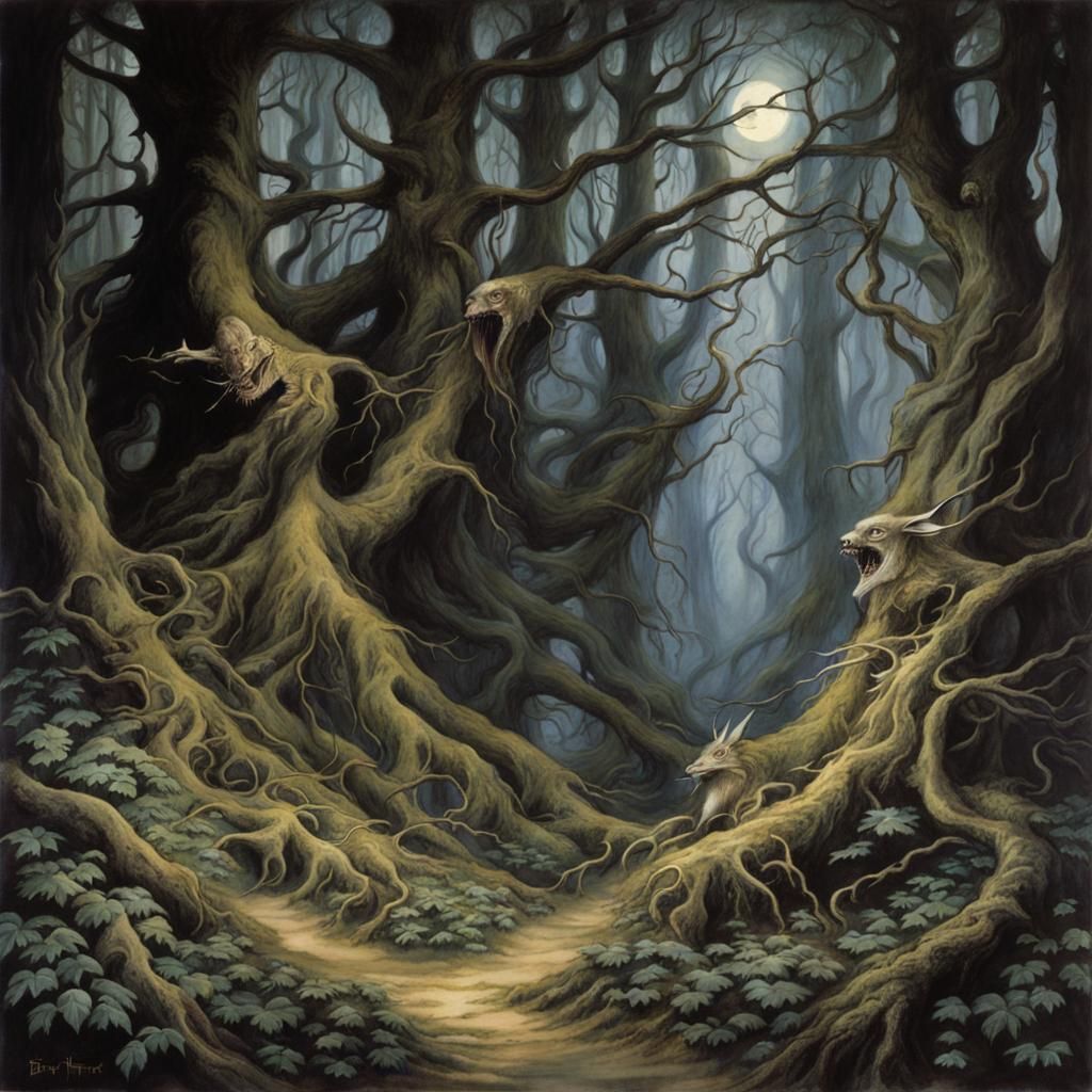 Eldritch Forest in Dark Fantasy Style