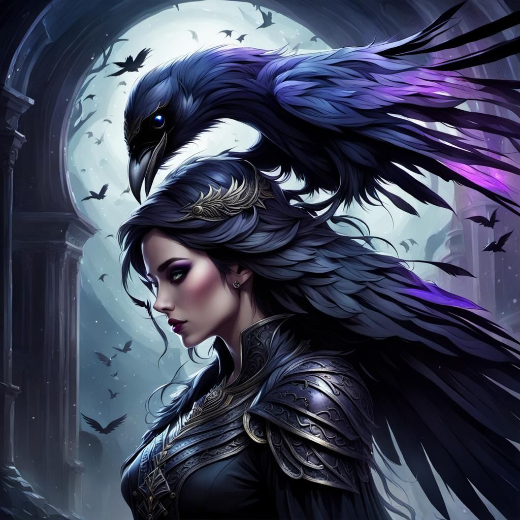 Epic Raven Queen in Dreamy Fantasy Art