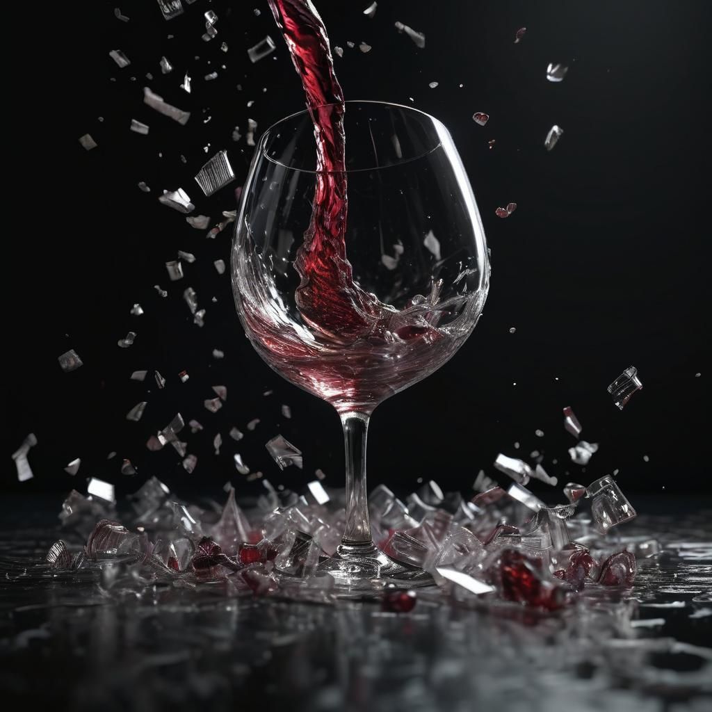 Wineglass Shattering: Hyperdetailed Photorealistic 8k Image