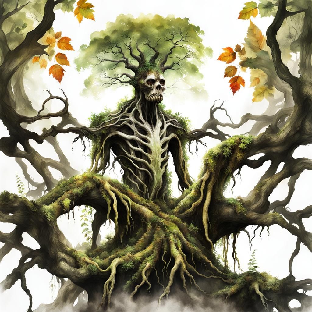 Surreal Root Creature in Dystopian Cityscape: Double Exposur...