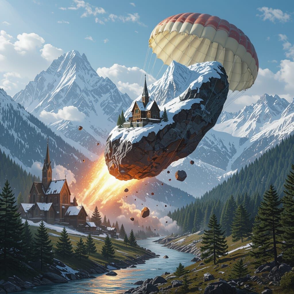 Meteorite Village Crashes to Earth: Surreal Fantasy