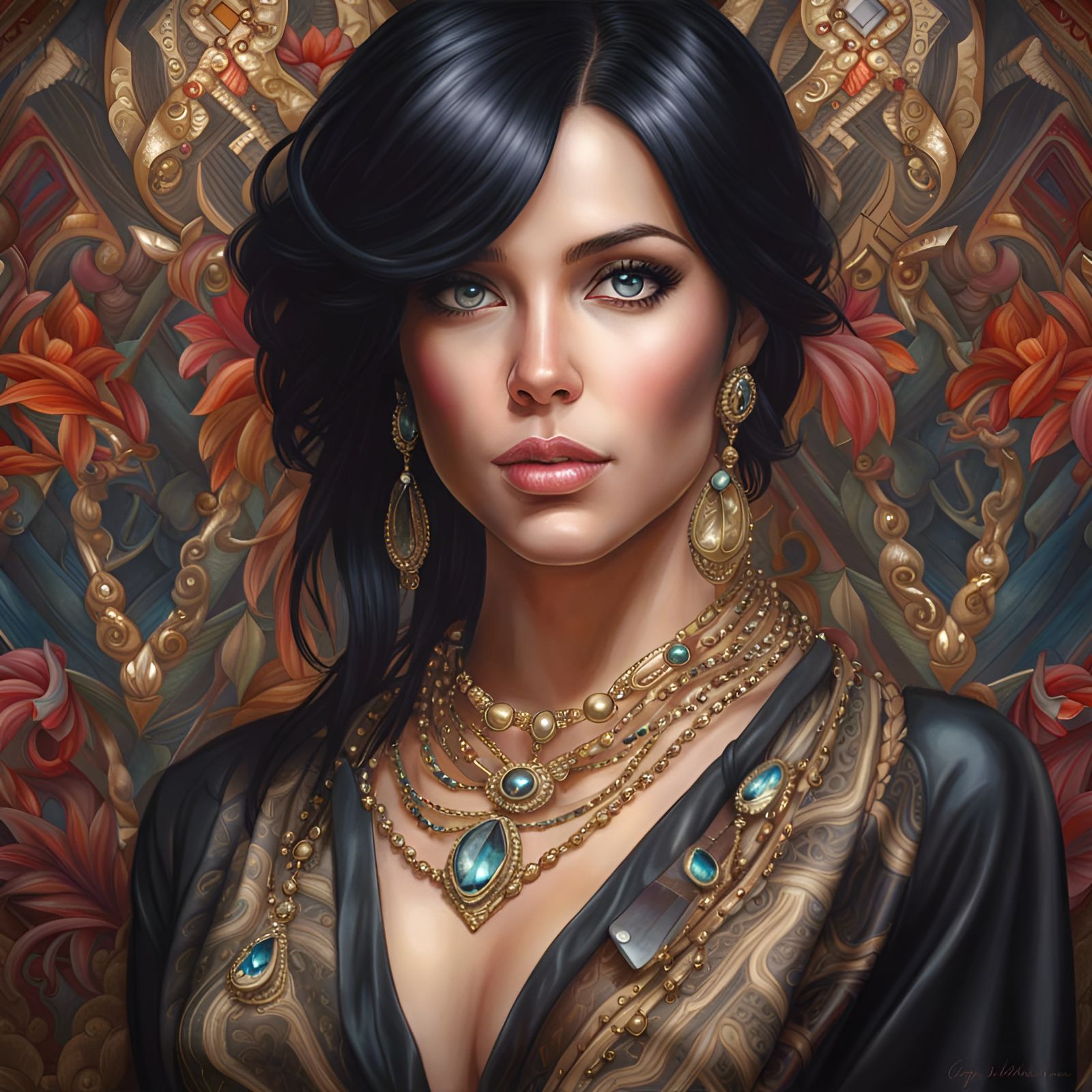Detailed Portrait of a Gorgeous Woman in Jewels