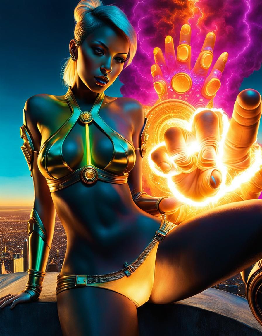 Post-Apocalyptic Neon Graffiti in Photorealistic Pencil Sket...