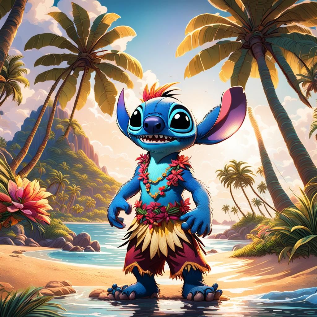 Stitch at a luau