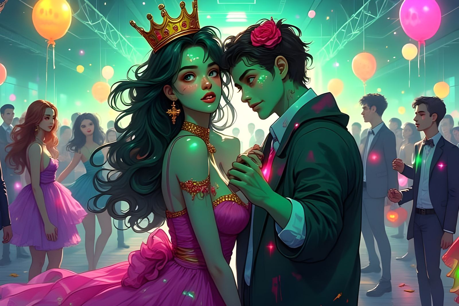 Zombie Prom King and Queen Dance Spookily